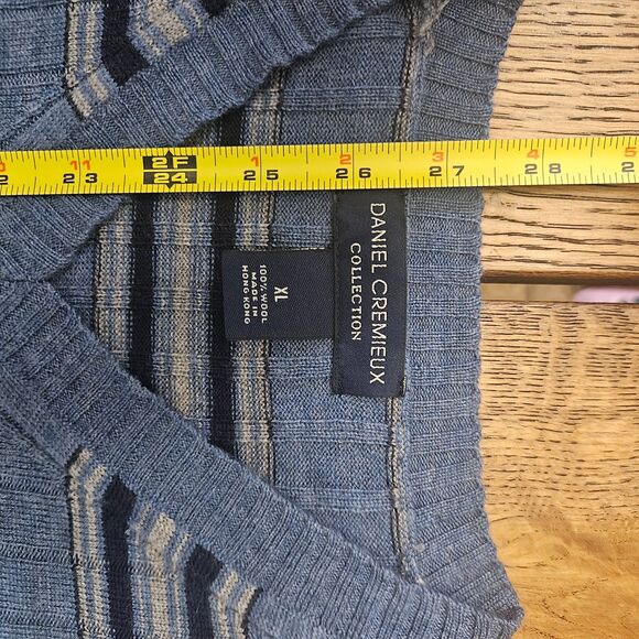 Baggy Wool V-Neck Sweater Vintage Striped Grunge or Preppy Men's XL - Picture 5 of 7